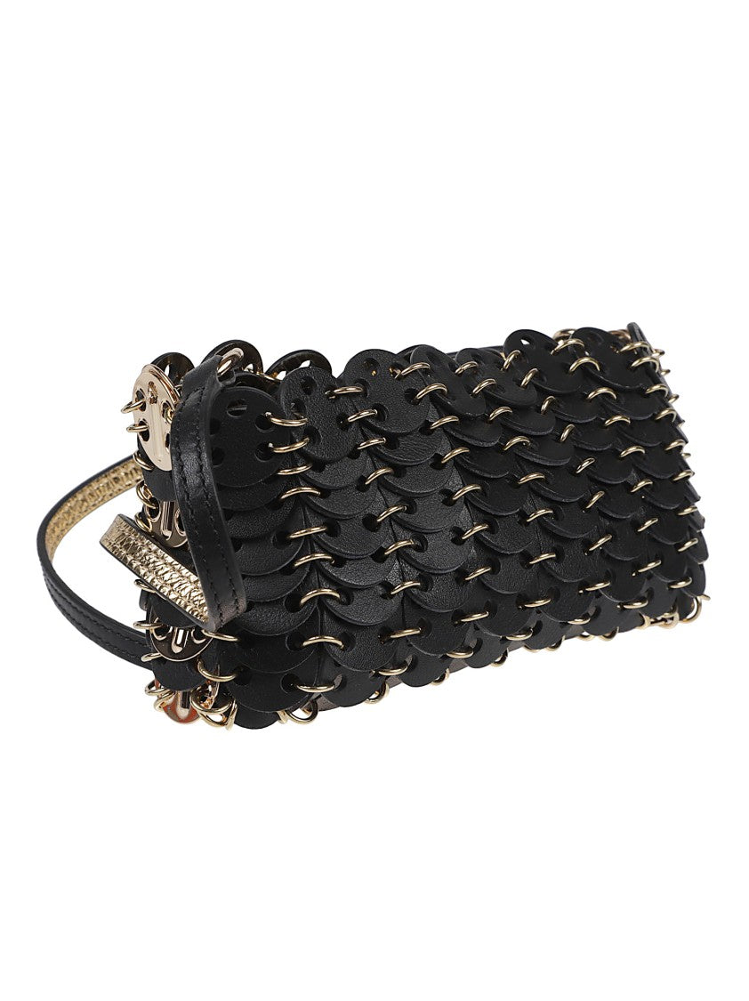 Rabanne 1969 Nano Compact Black Leather Shoulder Bag