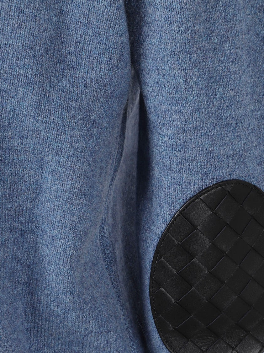 Bottega Veneta Cashmere Knit Sweater With Leather Elbow Patches