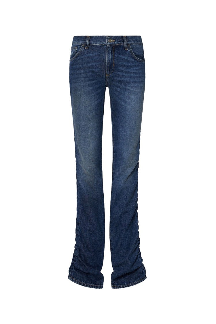 Liu Jo X Capsule 1 Elodie Dark Blue Ruched Flared Jeans