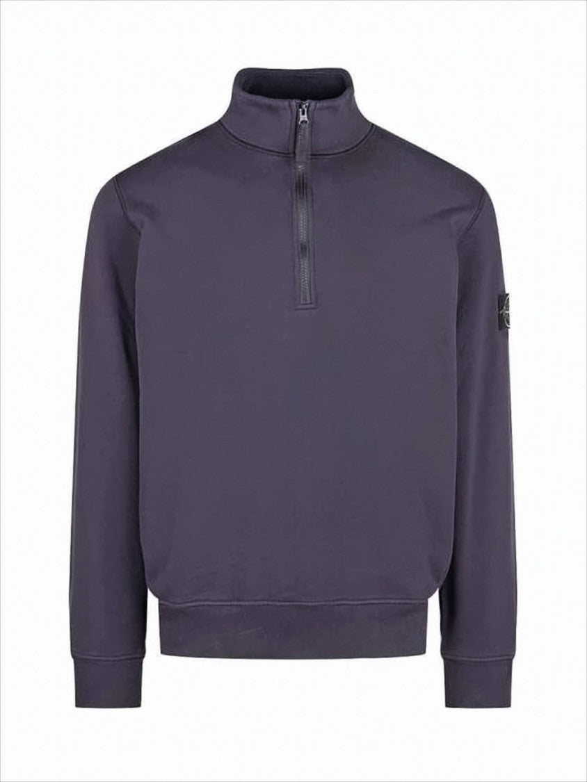 Stone Island Pullover With High Collar And Quarter-Zip Closure