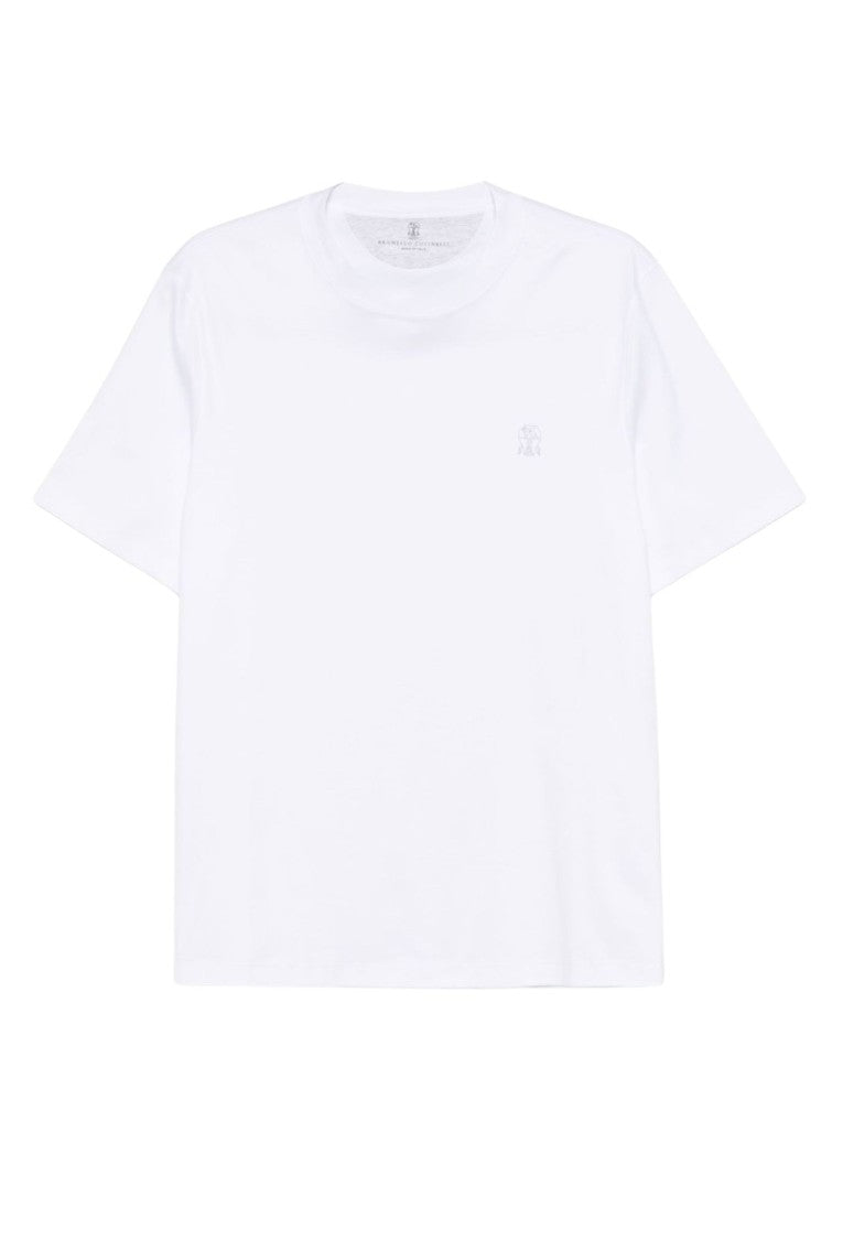 Brunello Cucinelli White Crewneck Print M/S With T-Shirt