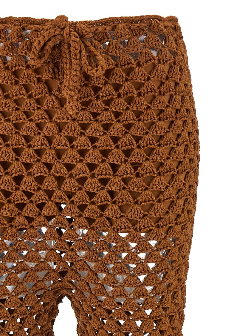 Ermanno Scervino Fan-Stitch Crochet Pants With Flared Leg Design