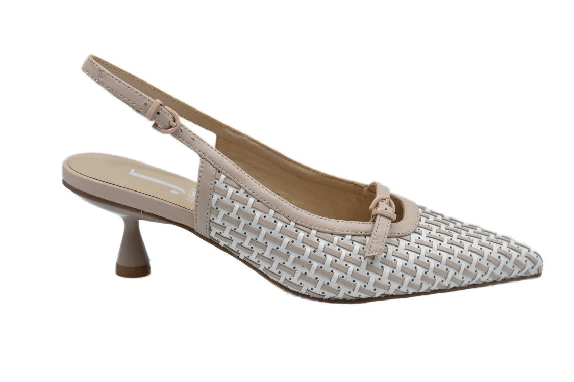 Jeannot Pointed Toe Slingback Shoes With Woven Design