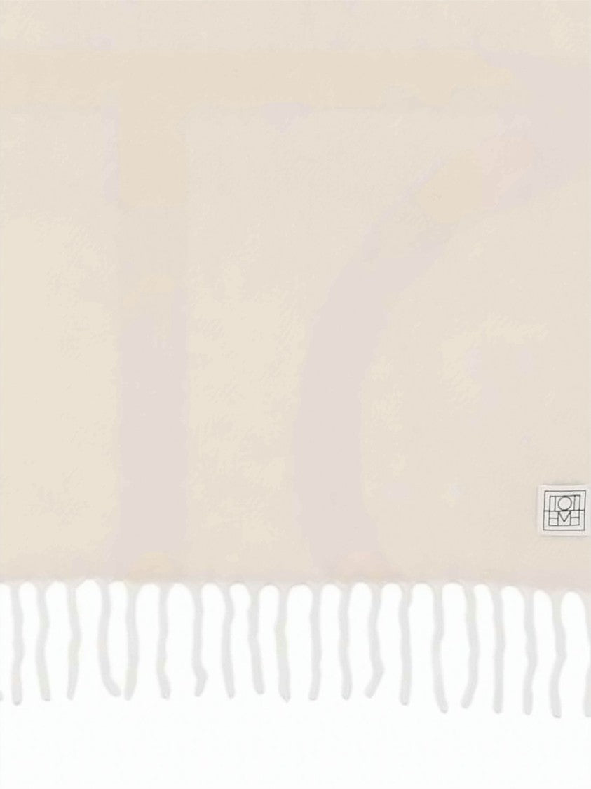Totême Fringed Alpaca Blend Scarf With Subtle Checkered Pattern