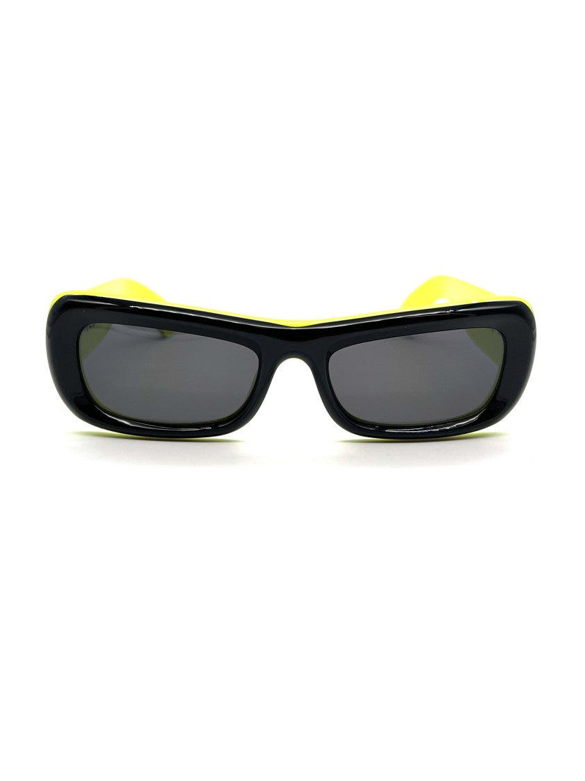 Barrow Angular Black Sunglasses With Yellow Accents