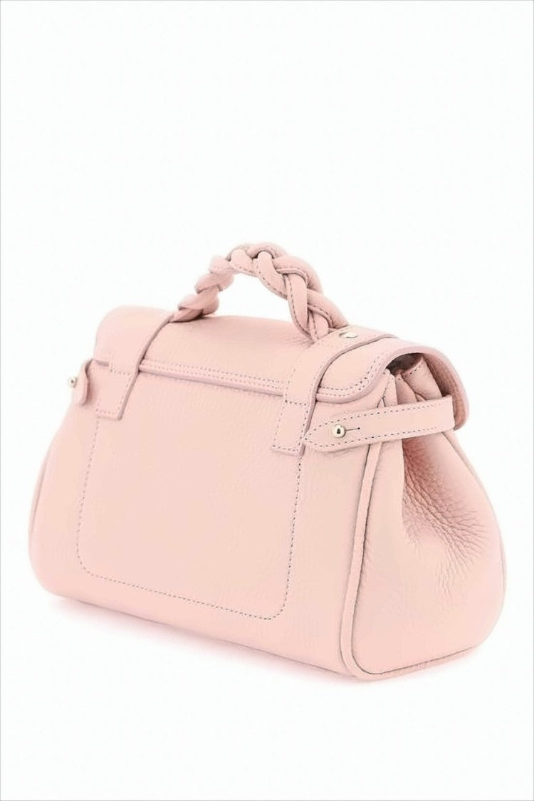 Mulberry Structured Leather Crossbody Bag With Braided Top Handle