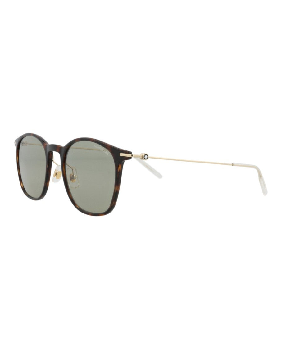 Montblanc Round-Frame Injection Sunglasses With Tortoiseshell Pattern And Signature Emblem