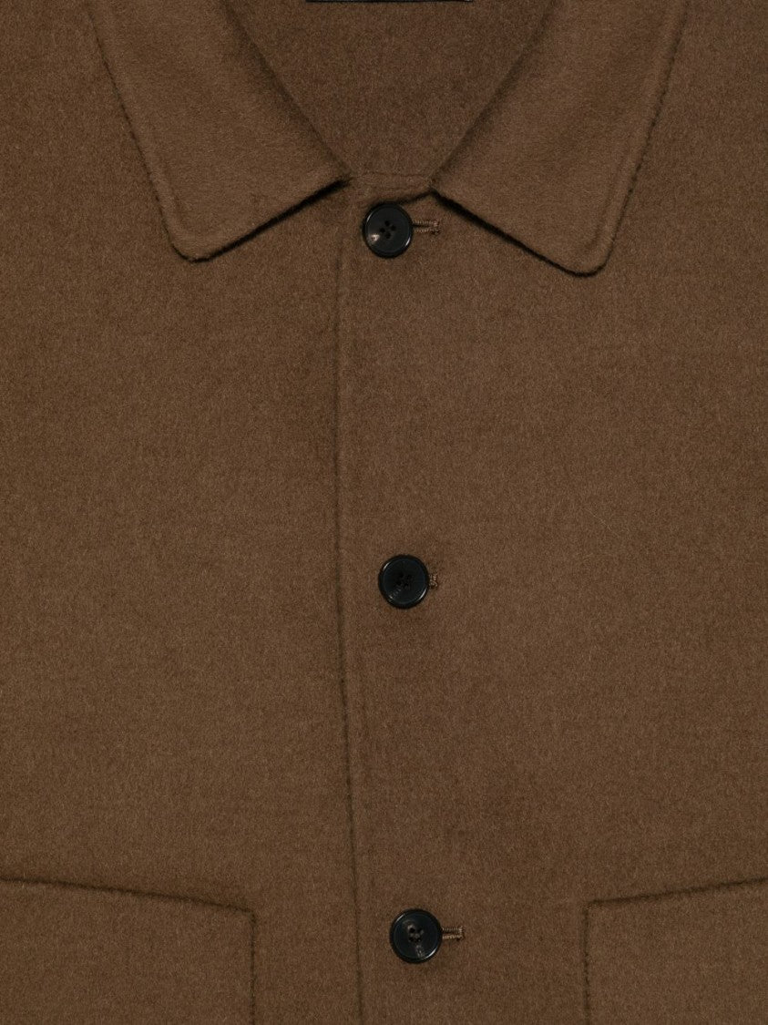 Low Brand Brown Double Wool Jacket With Patch Pockets