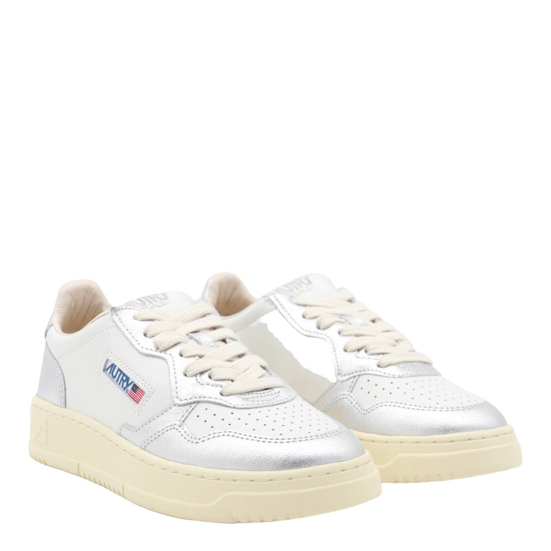 Autry Low-Top Sneakers With Metallic Silver Overlays