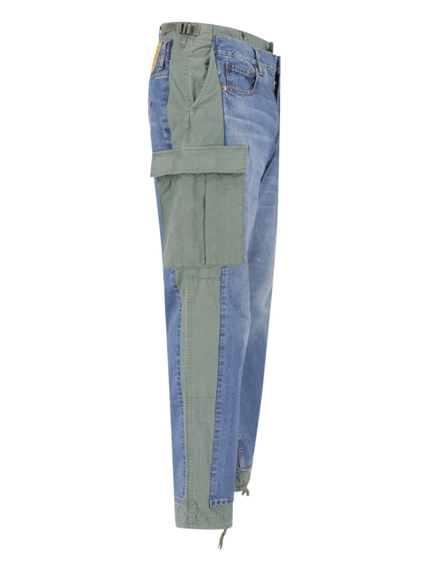 Junya Watanabe Blue Patchwork Cargo Drawstring Denim Jeans