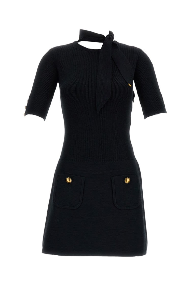 Elisabetta Franchi Knit Dress Knit Ribbed Short-Sleeve Scarf