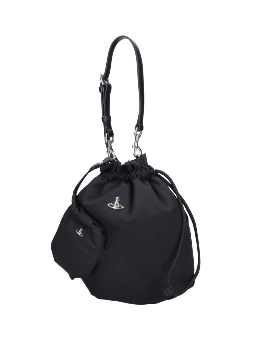 Vivienne Westwood Black Orb Drawstring Fabric Pouch