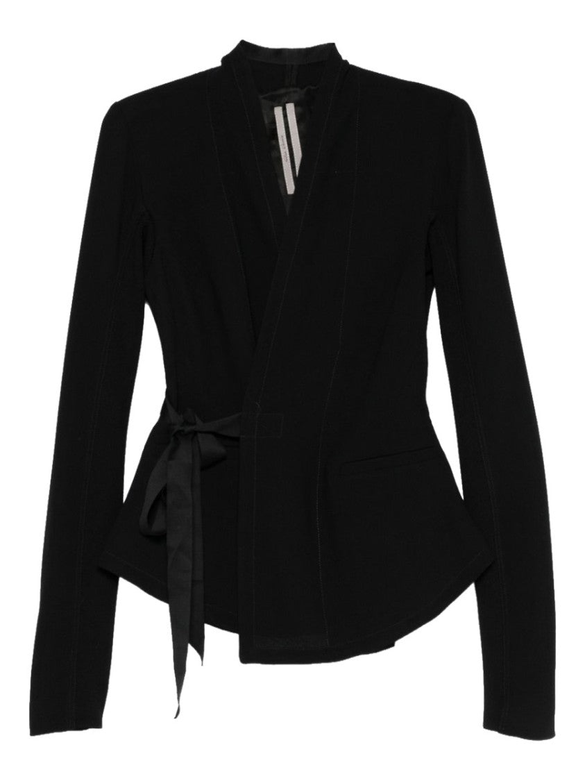 Rick Owens Black Hollywood Wrap-Style Wool Blazer