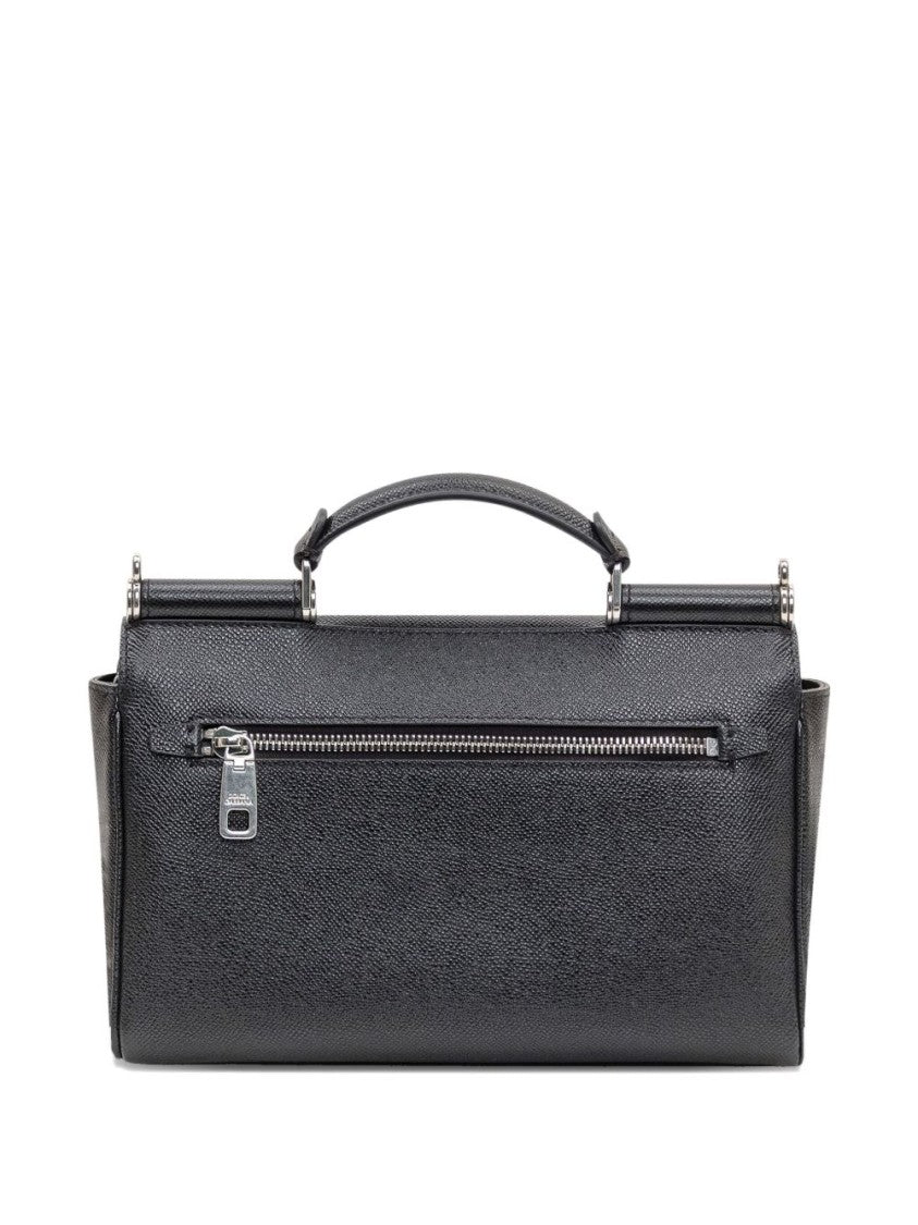 Dolce & Gabbana Structured Black Bag With Top Handle And Detachable Strap