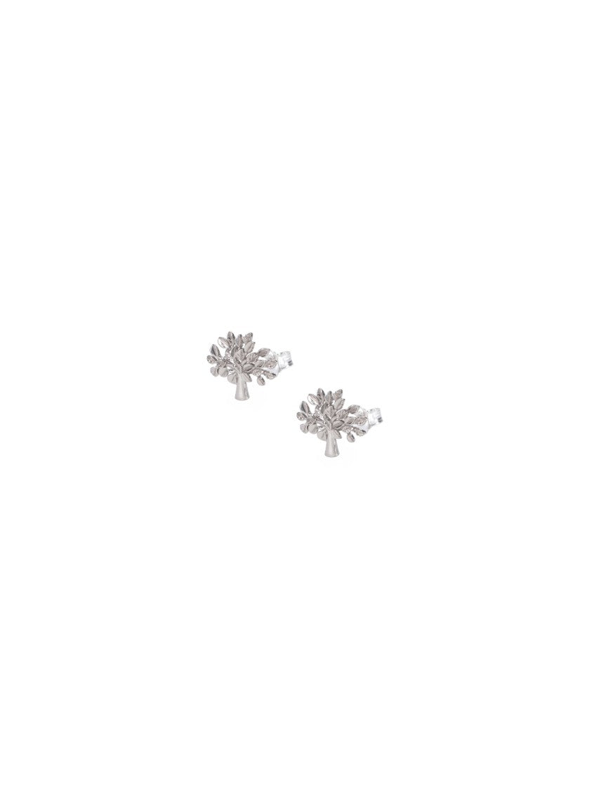 Mulberry Stylized Tree-Shaped Silver Stud Earrings