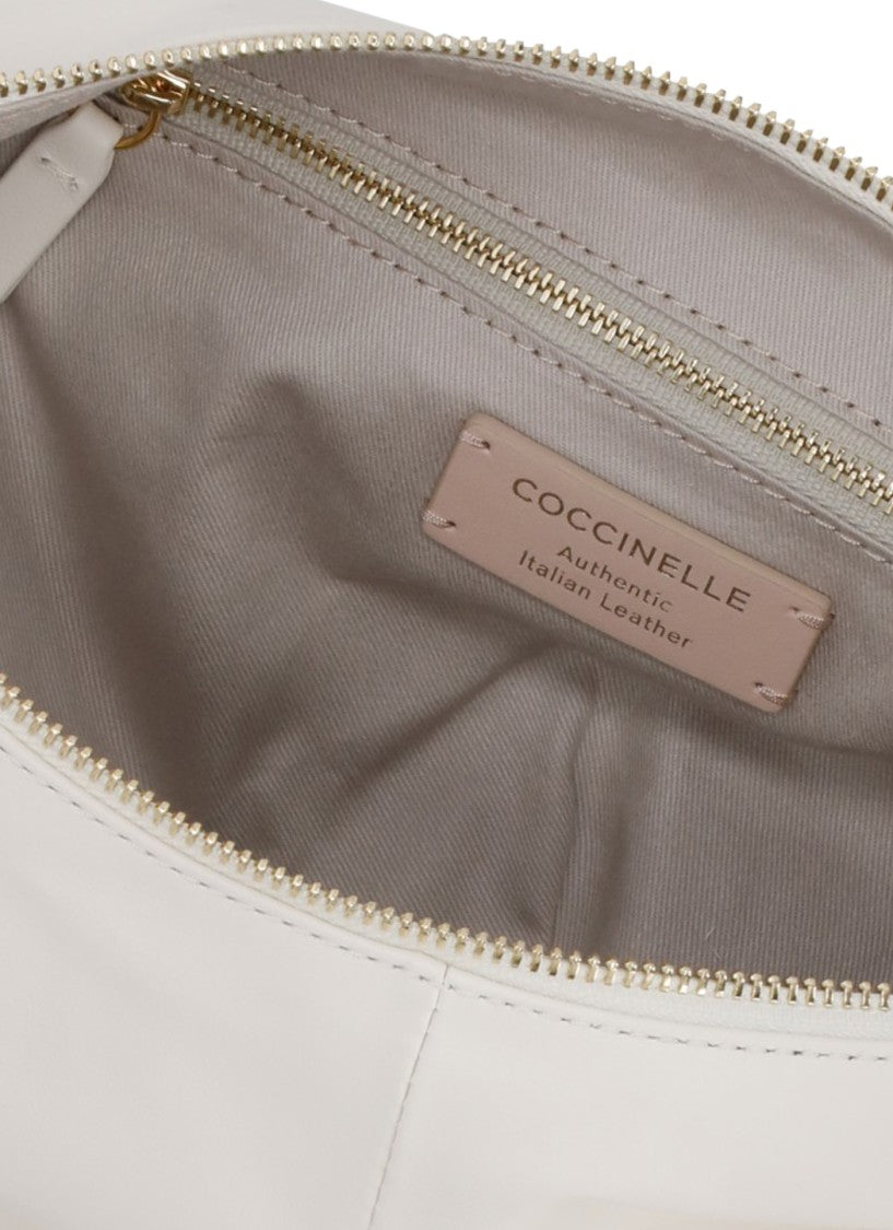 Coccinelle Crescent-Shaped Leather Shoulder Bag With Gold Hardware