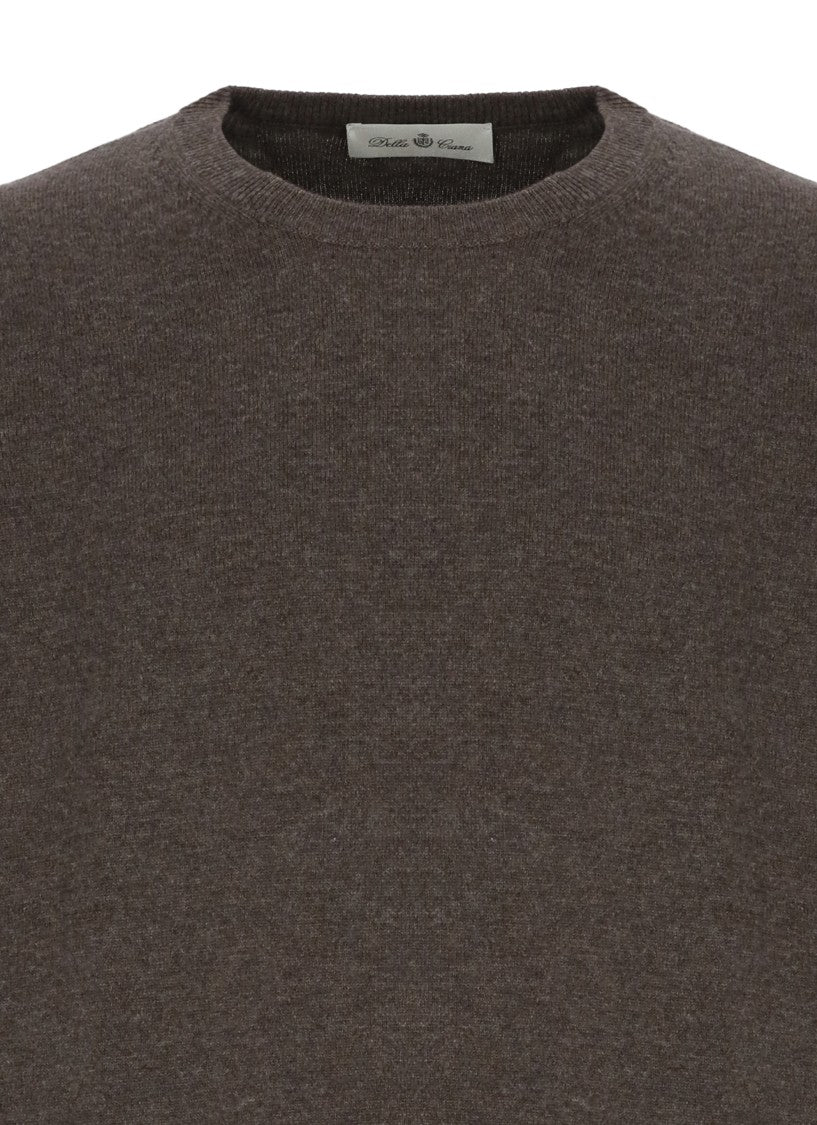 Della Ciana Brown Wool-Blend Crew Neck Sweater