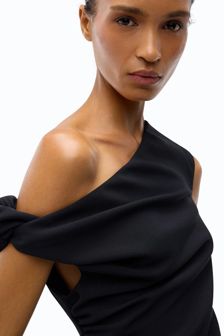 Pinko Black Polyester-Elastane Blend Cap-Sleeve Mini Dress