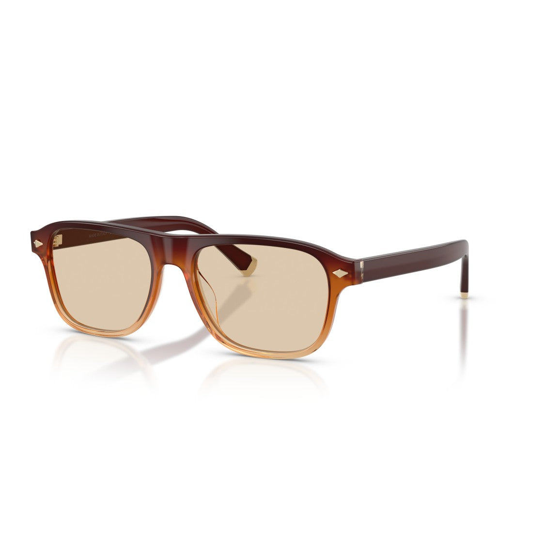 Brunello Cucinelli 0Bc3014 Gradient Brown Rectangular Frame Sunglasses With Gold Accents