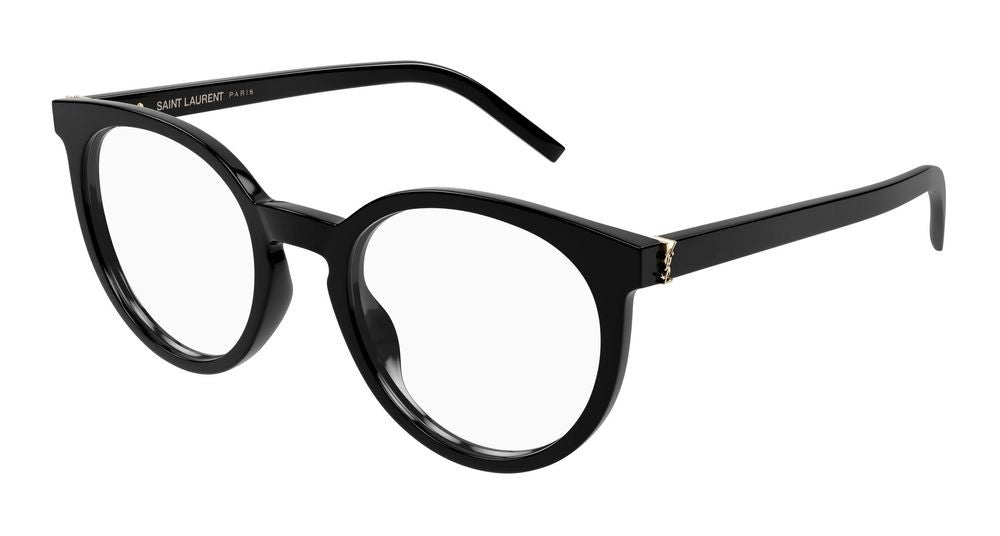 Saint Laurent Black Glossy Finish Oversized Round Eyeglasses