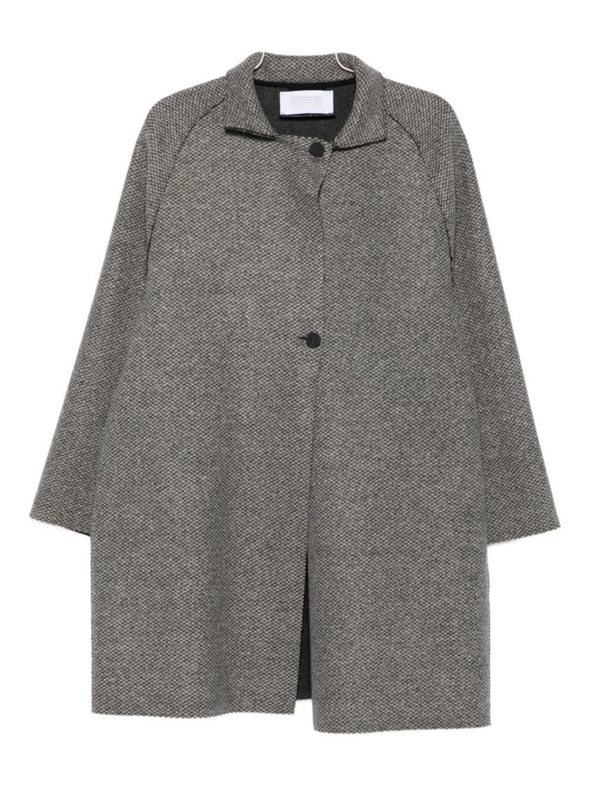 Harris Wharf London Textured Wool-Cashmere Blend Coat With High Collar
