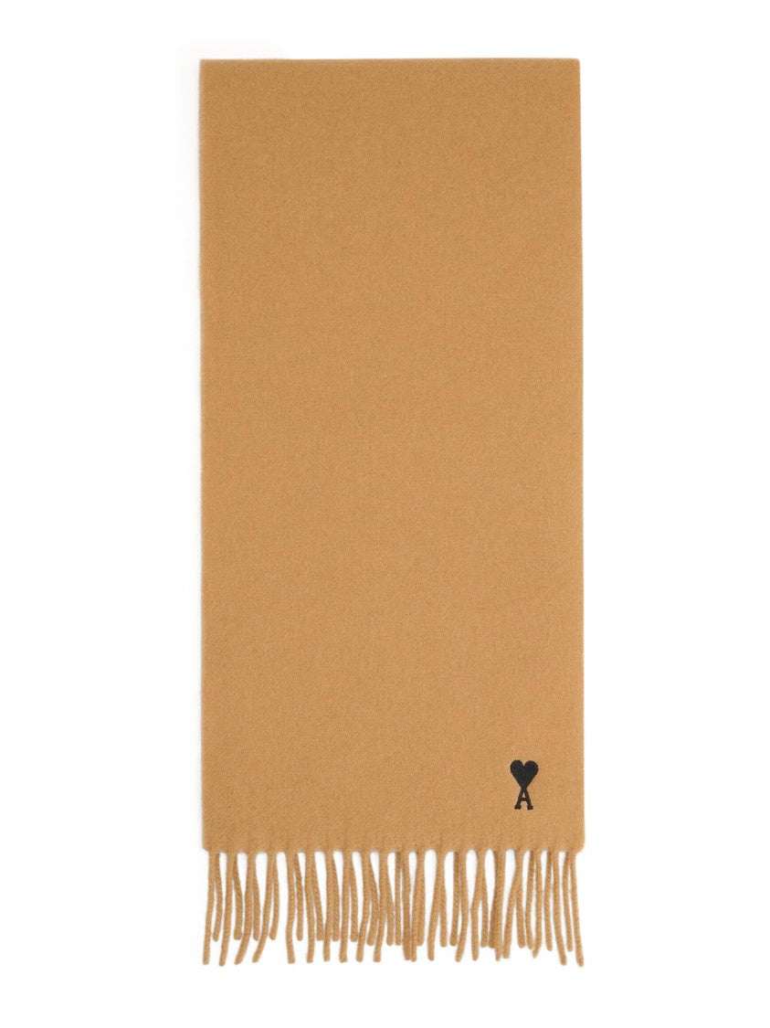 Ami Rich Brown Wool Scarf With Soft Texture