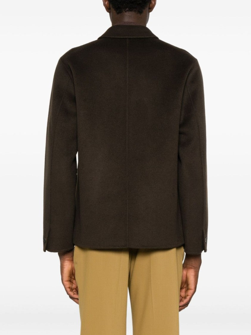 Amaranto Brown Casual Jacket With Structured Collar