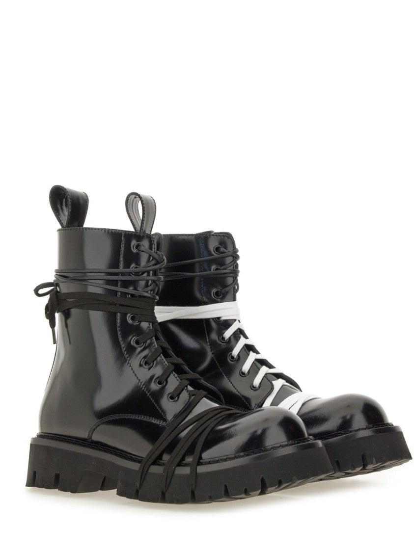 Moschino High-Shine Lace-Up Boots