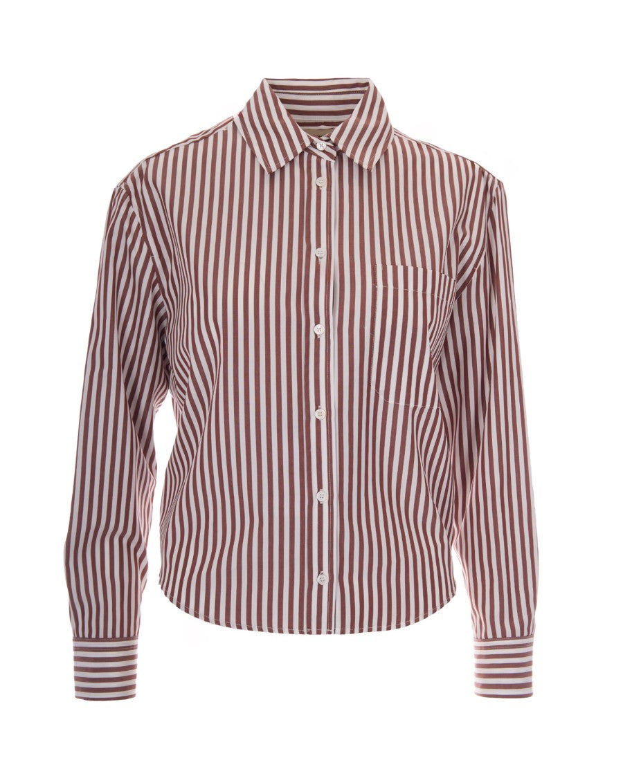 Max Mara Terracotta Panetto Striped Cotton Boxy Shirt