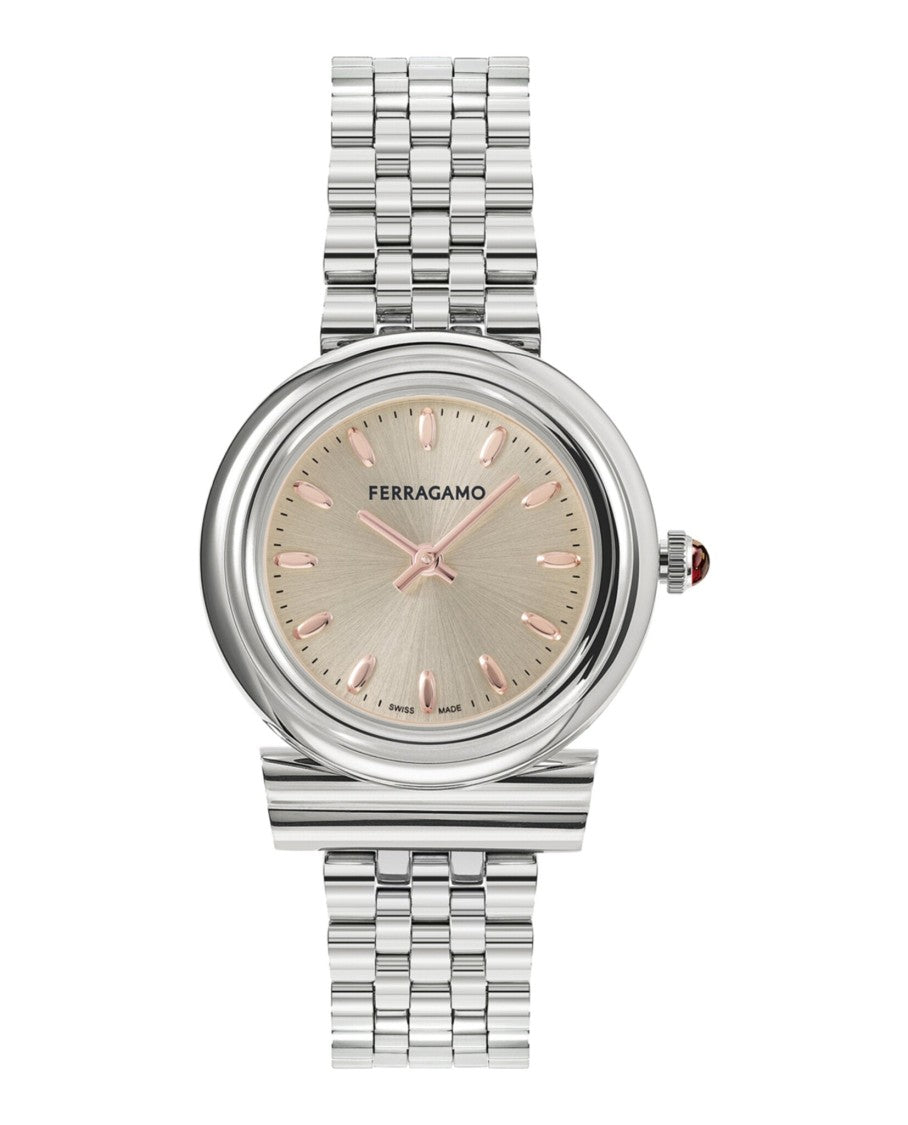 Ferragamo Gancini Bracelet Watch With Grey Sunray Dial
