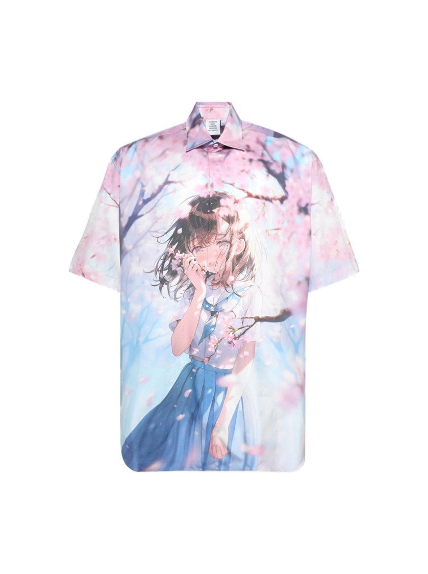 Vetements Anime Short Sleeved Shirt Blue