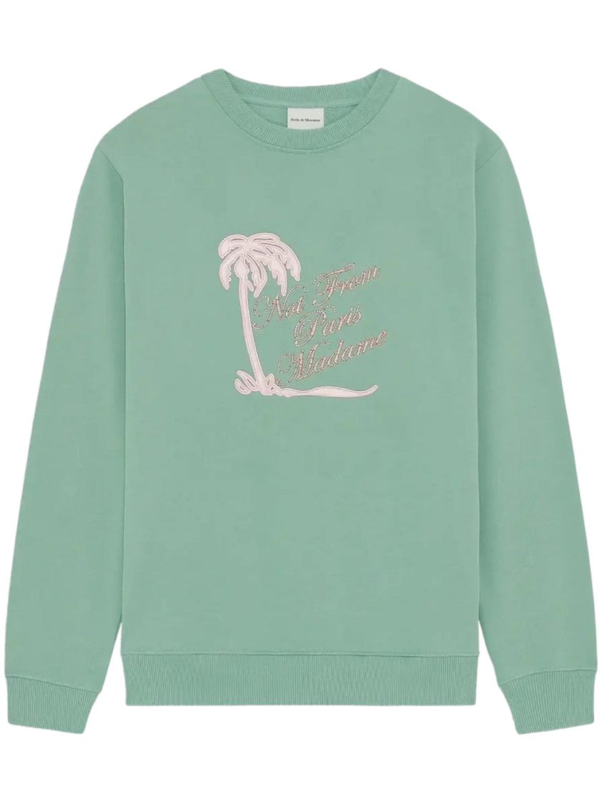Drôle De Monsieur Muted Green Relaxed-Fit Sweatshirt