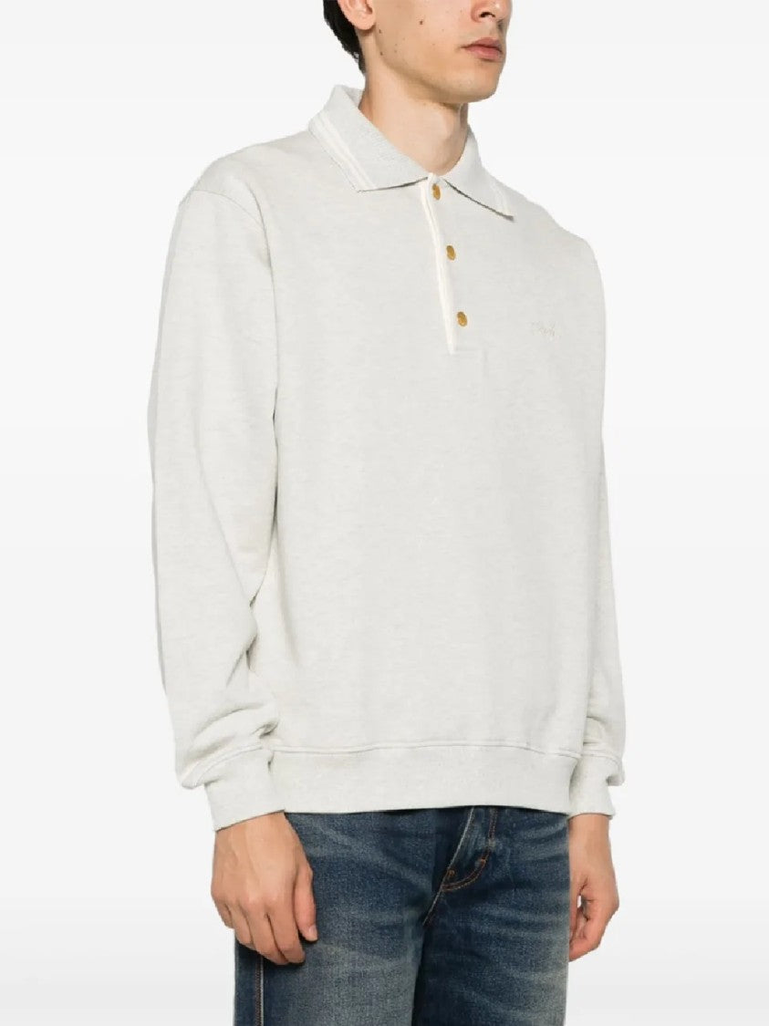 Drôle De Monsieur Classic Cotton Polo Pullover With Buttoned Placket