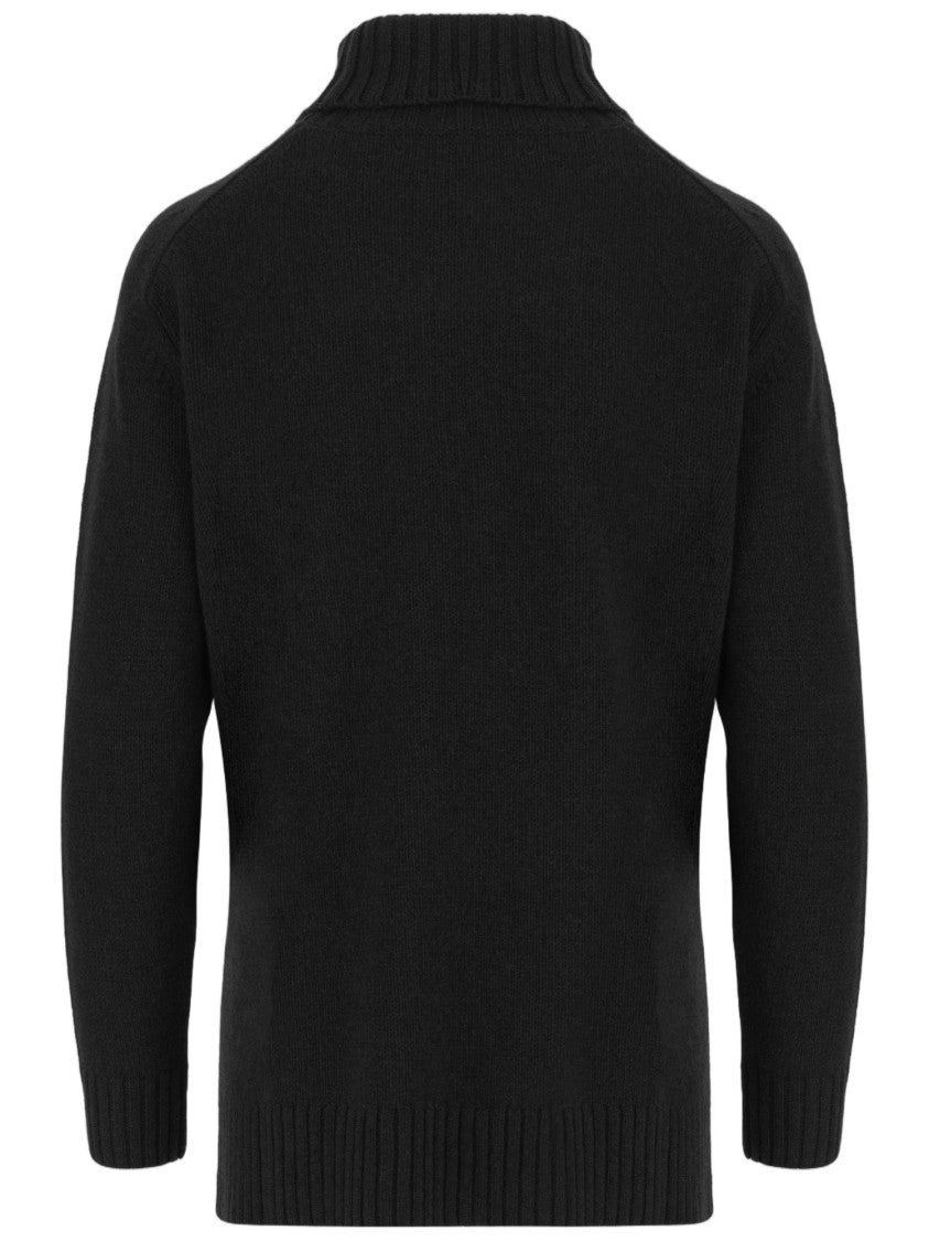 Bruno Manetti Black Virgin Wool Cashmere Turtle-Neck Sweater