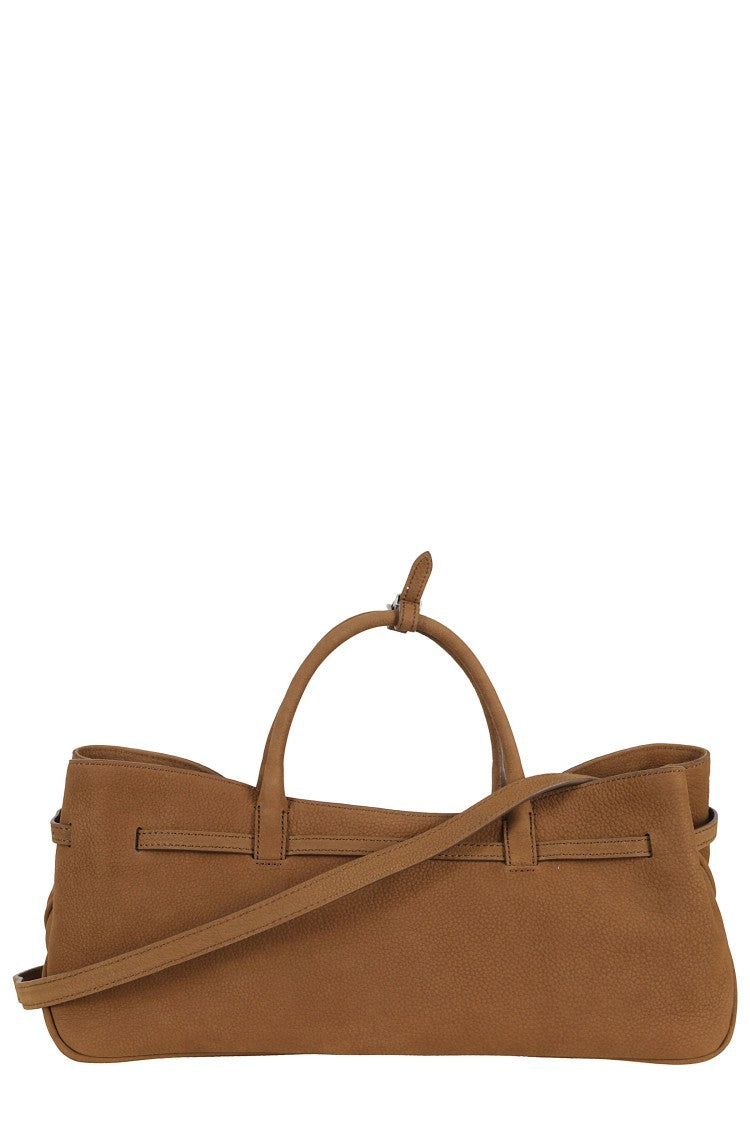 Margesherwood Brown Grandma Used Padlock-Ring Leather Shoulder Bag