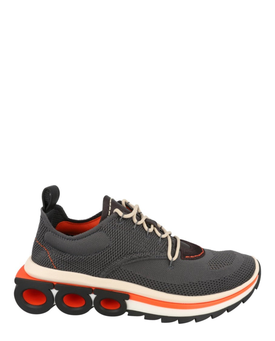Ferragamo Nima Knit Gancini Low-Top Sneakers