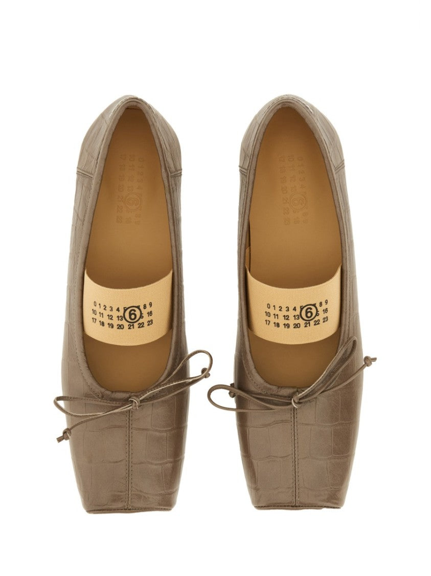 Mm6 By Maison Margiela Crocodile-Effect Leather Ballerina