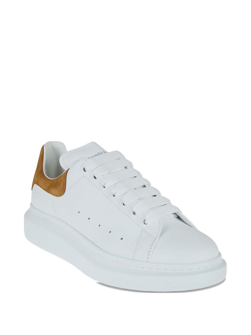 Alexander Mcqueen Calf Leather Sneakers With Contrasting Suede Heel Tab