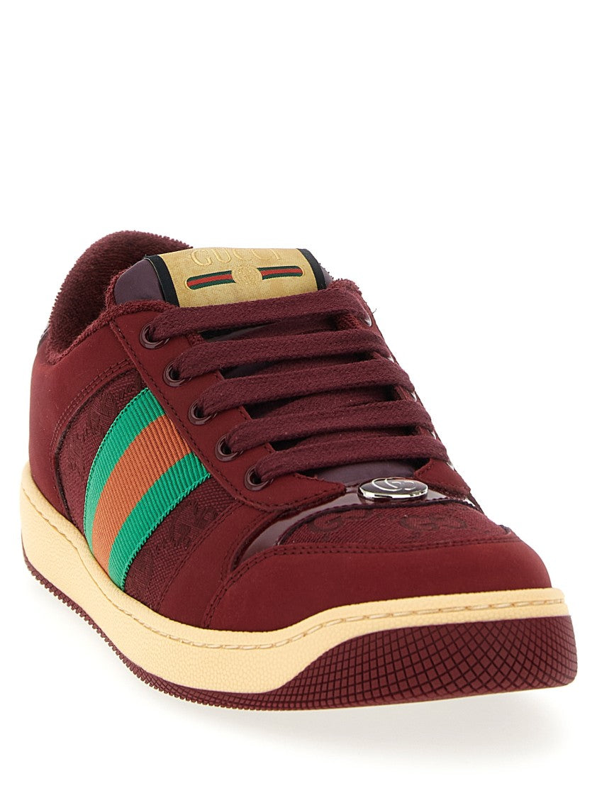 Gucci Burgundy Low-Top Sneakers With Gg Monogram