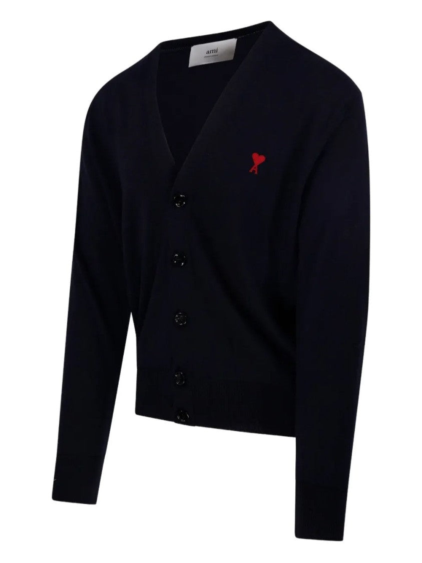 Ami Classic V-Neck Cardigan With Button-Down Front