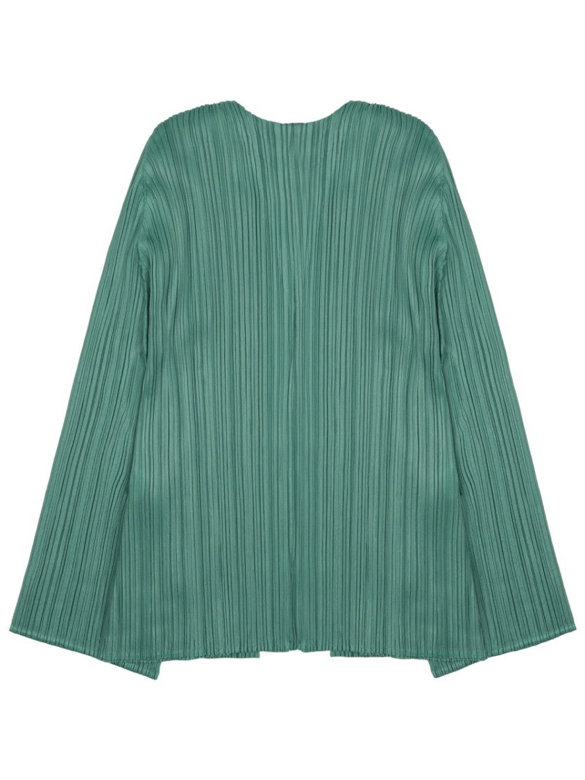 Pleats Please Issey Miyake Pleated Texture Open Front Cardigan