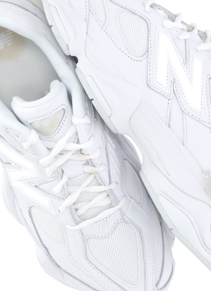 New Balance White 9060 Abzorb Leather-Fabric Sneakers
