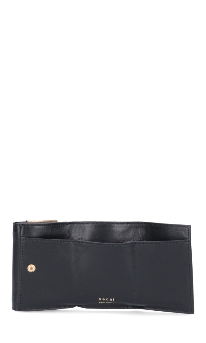 Sacai Rectangular Black Wallet With Gold-Tone Accent