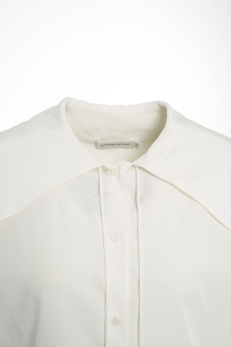 Viktoria Chan Draped Collar Blouse With Buttoned Cuffs