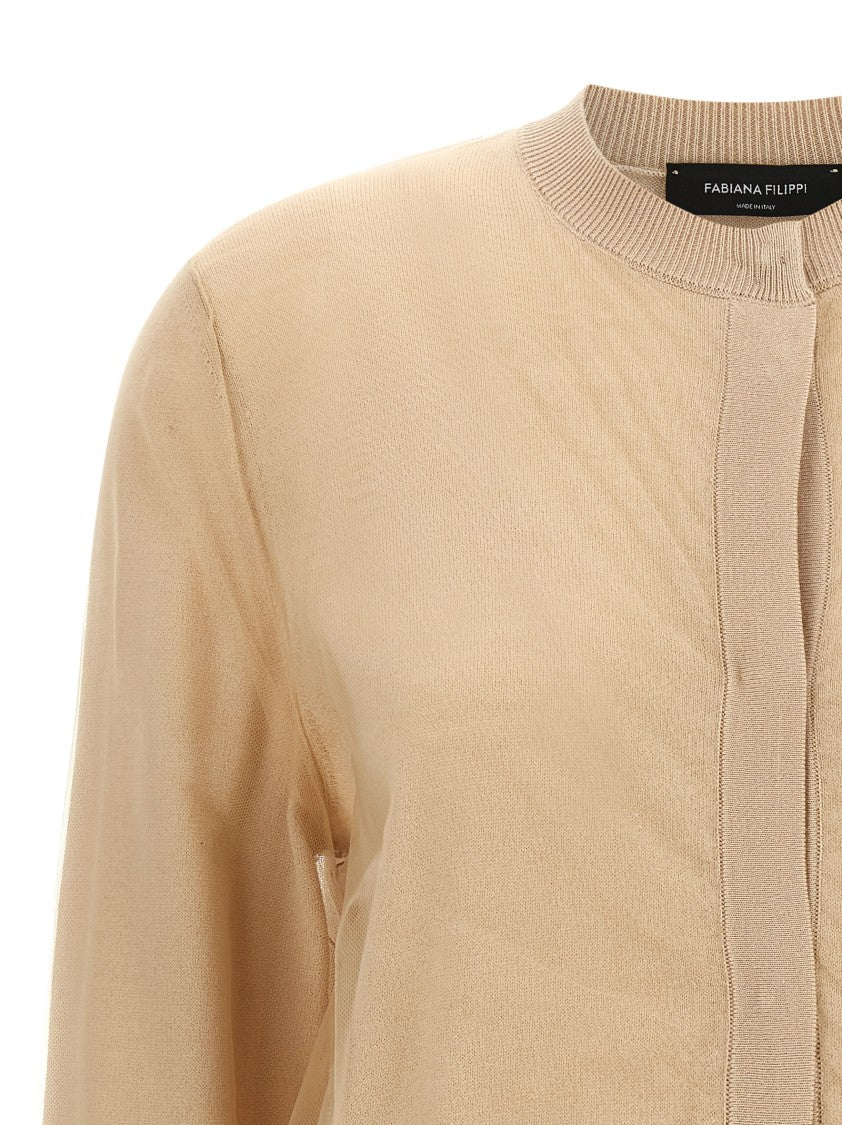 Fabiana Filippi Tone-On-Tone Tulle Overlay Cardigan By Fabiana Filippi