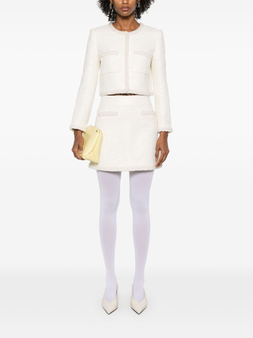 Self-Portrait Bouclé Faux-Pearl-Trim Jacket