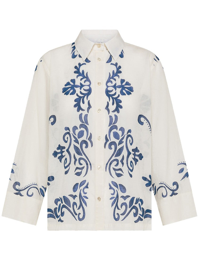 Seventy Venezia White Boxy Floral Print Shirt