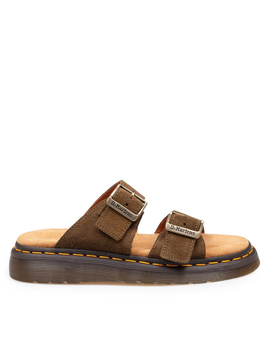 Dr. Martens Josef Savannah Tan Suede Sandals Colour: Green
