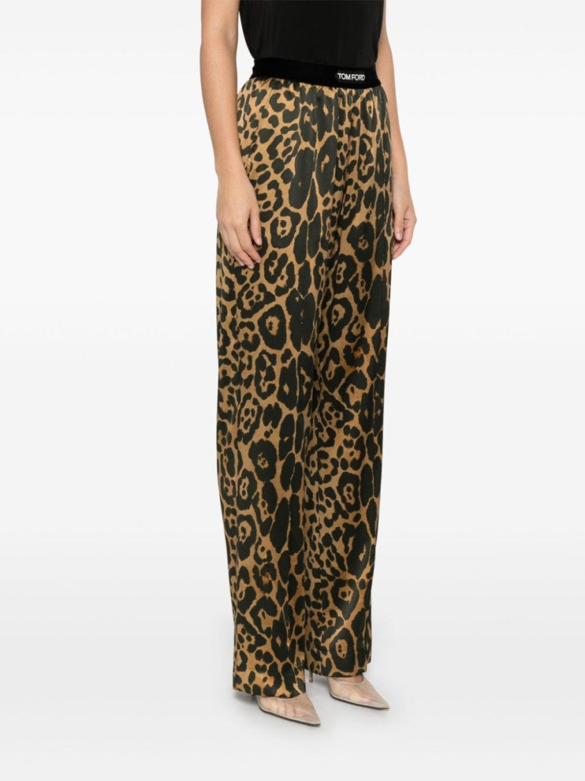 Tom Ford Animal Print Trousers With Elasticated Logo Waistband