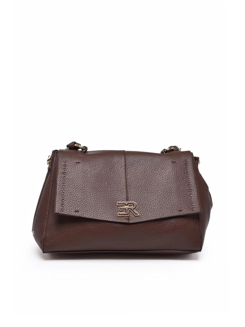 Ermanno Firenze Structured Eba Shoulder Bag With Textured Finish And Chain Strap